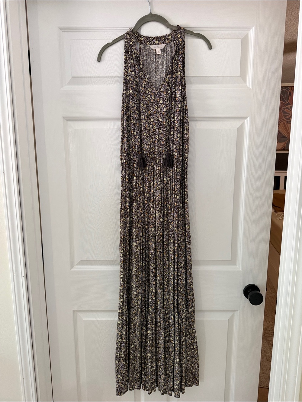LC Lauren Conrad Black Floral Tassel Maxi Dress